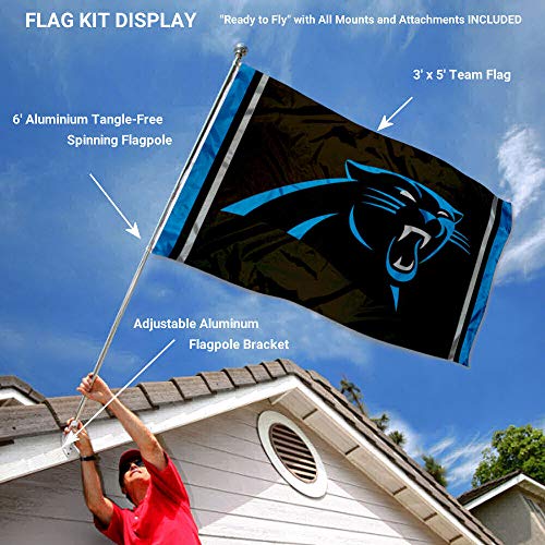 WinCraft Carolina Panthers Flag Pole and Bracket Kit - 757 Sports Collectibles