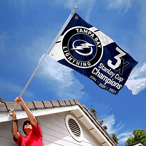 WinCraft Tampa Bay Lightning 3 Time and 2021 Cup Champions Grommet Flag - 757 Sports Collectibles