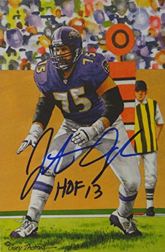 Jonathan Ogden HOF Autographed Baltimore Ravens Goal Line Art Card- JSA Auth