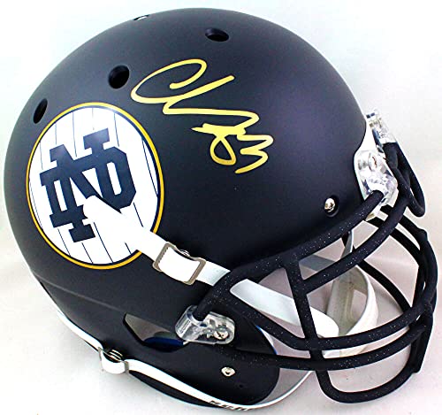 Chase Claypool Signed Notre Dame Blue Alternate Authentic FS Helmet-Beckett W Gold - 757 Sports Collectibles