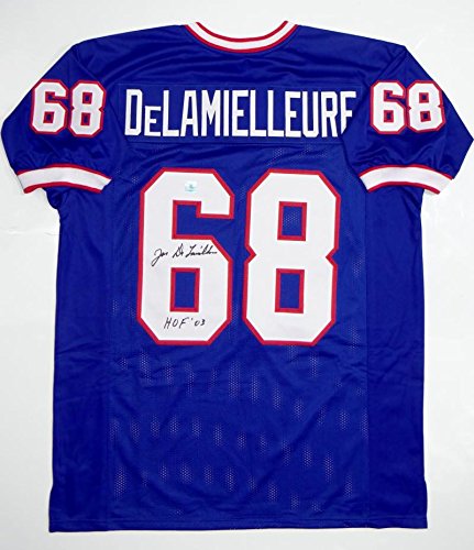 Joe DeLamelleure Autographed Blue Pro Style Jersey HOF Insc TheJerseySource Auth