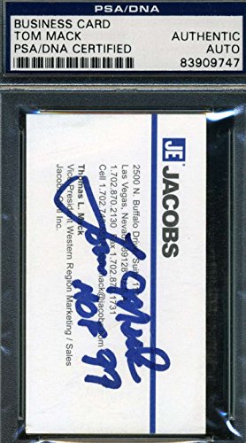 TOM MACK SIGNED PERSONAL BUSINESS CARD PSA/DNA AUTHENTIC AUTOGRAPH