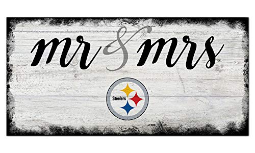 Fan Creations NFL Pittsburgh Steelers Unisex Pittsburgh Steelers Script Mr & Mrs Sign, Team Color, 6 x 12 - 757 Sports Collectibles