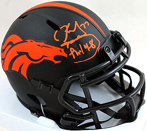 Karl Mecklenburg Autographed Denver Broncos Eclipse Speed Mini Helmet - Beckett W Auth Orange - 757 Sports Collectibles
