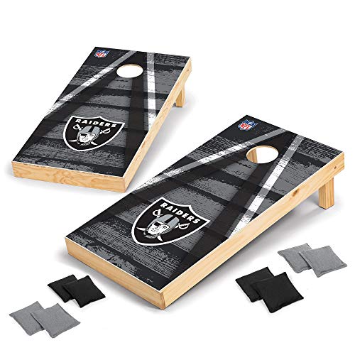 Wild Sports NFL Las Vegas Raiders 2' x 4' Direct Print Vintage Triangle Wood Tournament Cornhole Set, Team Color - 757 Sports Collectibles