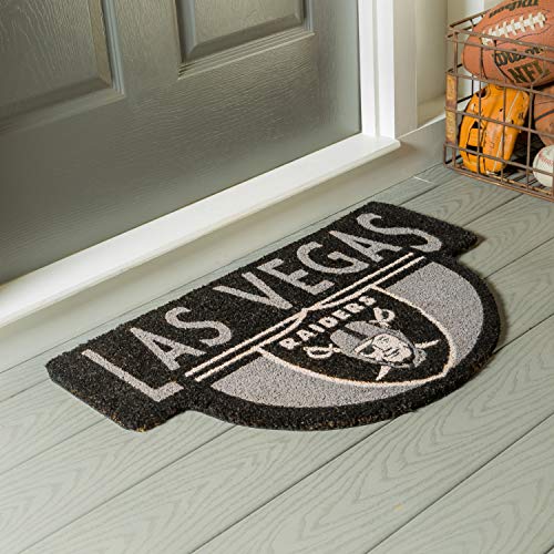 Team Sports America Officially Licensed NFL Fan Gear Las Vegas Raiders, Shaped Coir Door Mat Floor Mat Sports Accessories and Gift for Home Office and Fan Cave - 757 Sports Collectibles
