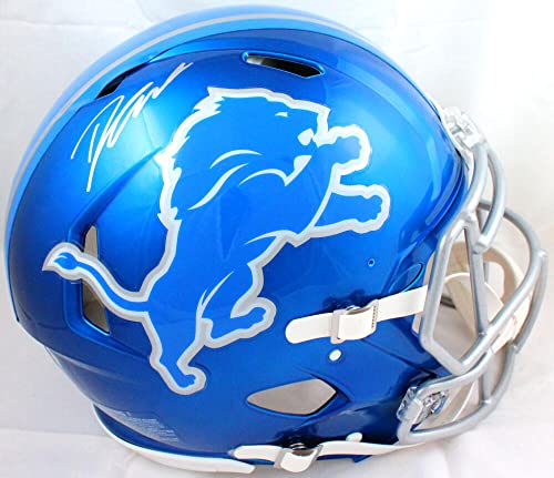 D'Andre Swift Autographed Detroit Lions F/S Flash Speed Authentic Helmet-Fanatics Silver - 757 Sports Collectibles