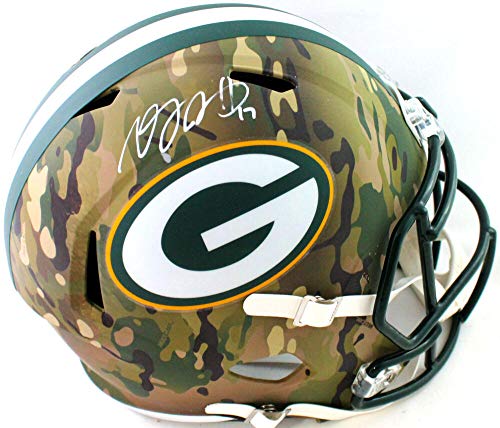 Davante Adams Autographed Packers Full Size Camo Helmet- Beckett Witnessed White - 757 Sports Collectibles