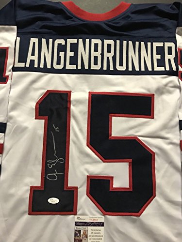 Autographed/Signed Jamie Langenbrunner Team USA United States White Hockey Jersey JSA COA