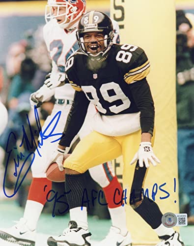 Ernie Mills 95 AFC Champs Autographed Pittsburgh 8x10 Photo - BAS (Vertical) - 757 Sports Collectibles