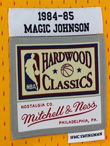 Lakers Magic Johnson Signed 1984-85 M&N HWC Swingman Yellow Jersey BAS Wit - 757 Sports Collectibles