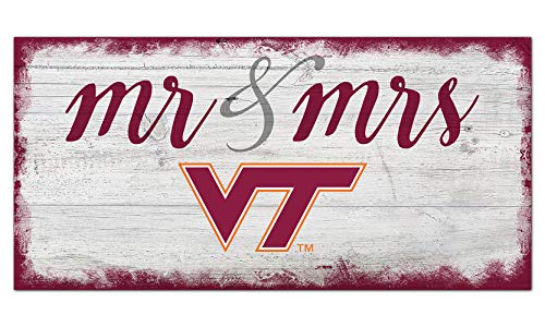 Fan Creations NCAA Virginia Tech Hokies Unisex Virginia Tech University Script Mr & Mrs Sign, Team Color, 6 x 12 - 757 Sports Collectibles