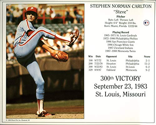 Phillies Steve Carlton 8x10 PhotoFile 300th Victory Photo Un-signed - 757 Sports Collectibles