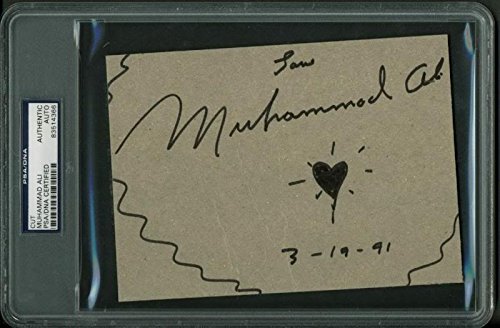 Muhammad Ali '3-19-91' Authentic Signed 5X7 Cut W/Heart Sketch PSA/DNA Slabbed - 757 Sports Collectibles