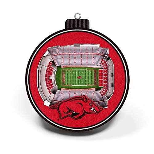 NCAA Arkansas Razorbacks 3D StadiumView Ornament, Team Colors, Large - 757 Sports Collectibles