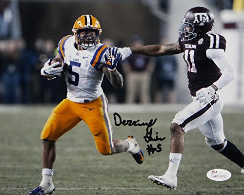 Derrius Guice Autographed LSU 8x10 Against Texas AM Photo - JSA W Auth Black