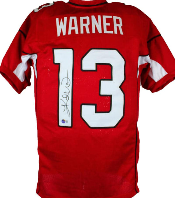 Kurt Warner Autographed Red Pro Style Jersey-Beckett W Hologram Black - 757 Sports Collectibles