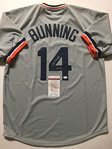 Autographed/Signed Jim Bunning Detroit Grey Baseball Jersey JSA COA - 757 Sports Collectibles