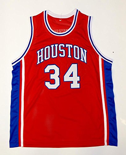 Akeem Olajuwon Autographed Red College Style Jersey- JSA Witnessed Authenticated - 757 Sports Collectibles