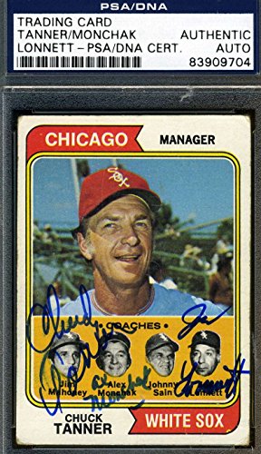 CHUCK TANNER 1974 WHITE SOX X3 PSA/DNA COA SIGNED ORIGINAL AUTHENTIC AUTOGRAPH