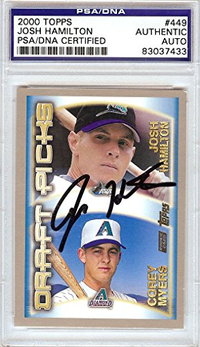 Josh Hamilton Autographed 2000 Topps Rookie Card #449 Tampa Bay Devil Rays PSA/DNA #83037433