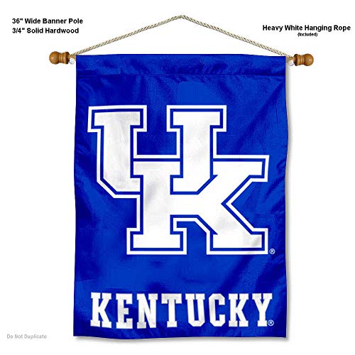 College Flags & Banners Co. Kentucky Wildcats UK Banner with Hanging Pole - 757 Sports Collectibles