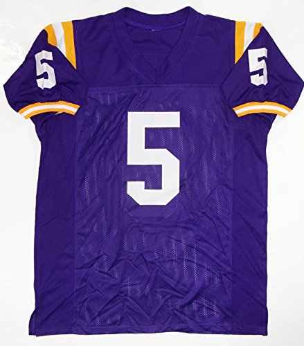 Derrius Guice Autographed Purple College Style Jersey- JSA Witness Auth - 757 Sports Collectibles