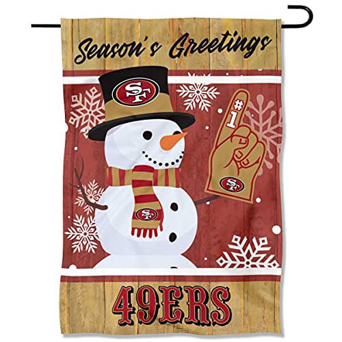 San Francisco 49ers Holiday Winter Snow Garden Flag Double Sided Banner - 757 Sports Collectibles