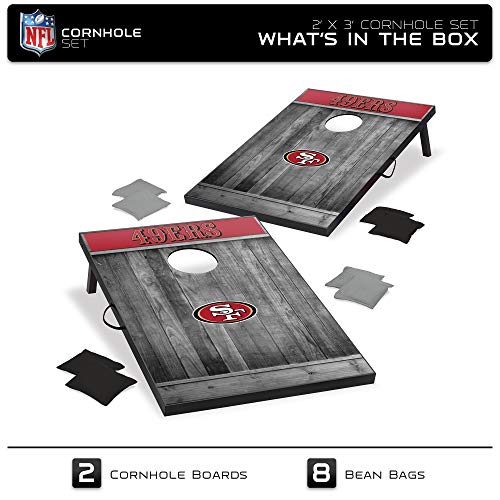 Wild Sports 2'x3' MDF Wood NFL San Francisco 49ers Cornhole Set - Grey Wood Design - 757 Sports Collectibles