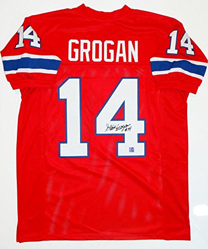 Steve Grogan Autographed Red Pro Style Jersey - The Jersey Source Auth 4