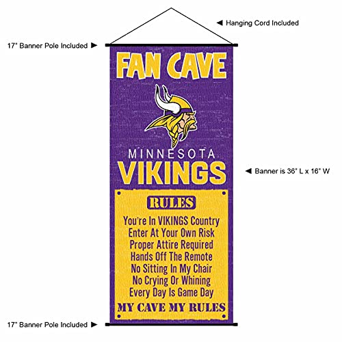 WinCraft Minnesota Vikings Man Cave Fan Banner Wall Door Scroll - 757 Sports Collectibles