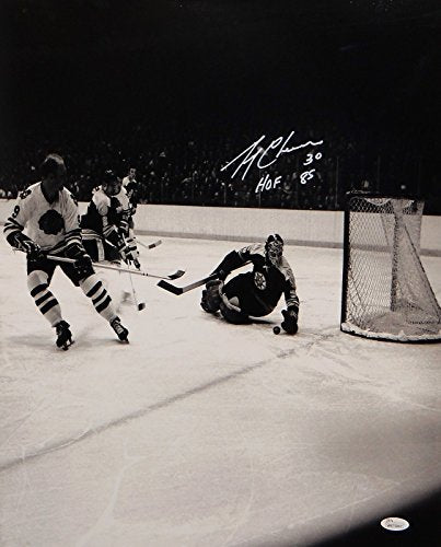 Gerry Cheevers HOF Autographed 16x20 BW Photo- JSA W Authenticated