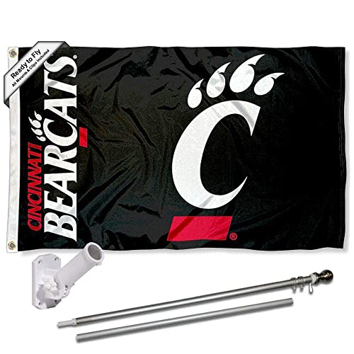 University of Cincinnati Bearcats 3x5 Flag and Pole Bracket Mount Bundle - 757 Sports Collectibles