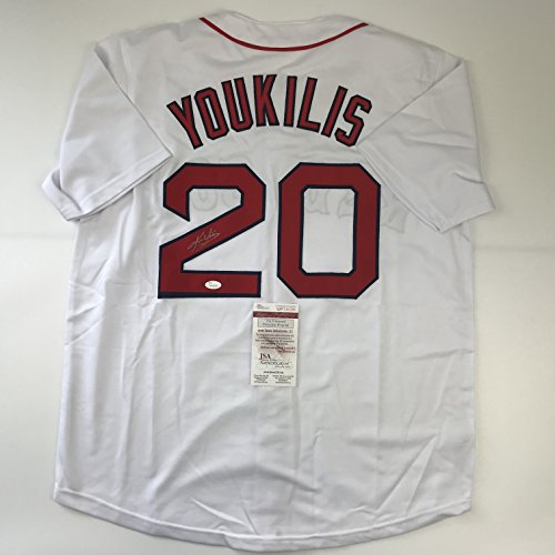 Autographed/Signed Kevin Youkilis Boston White Baseball Jersey JSA COA - 757 Sports Collectibles