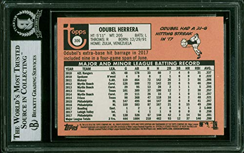 Phillies Odubel Herrera Authentic Signed 2018 Topps Heritage #306 Card BAS Slab - 757 Sports Collectibles