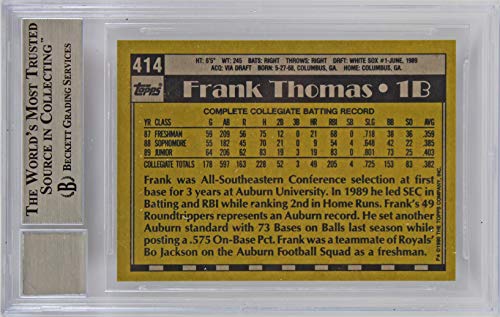 White Sox Frank Thomas Signed 1990 Topps #414B RC Card Auto Graded 10! BAS Slab - 757 Sports Collectibles