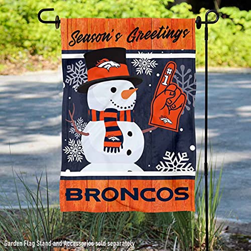 Denver Broncos Holiday Winter Snow Garden Flag Double Sided Banner - 757 Sports Collectibles