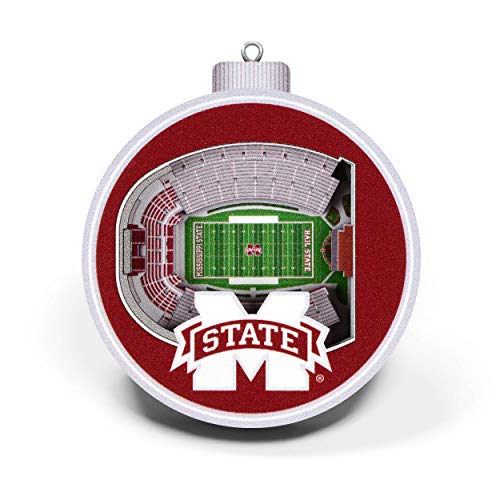 NCAA Mississippi State Bulldogs 3D StadiumView Ornament, Team Colors, Large - 757 Sports Collectibles