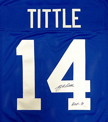 Y.A. Tittle Autographed Blue Pro Style Jersey With HOF- JSA Witnessed Auth - 757 Sports Collectibles