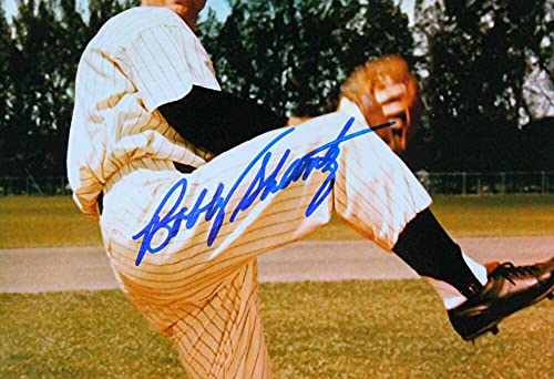 Bobby Shantz Autographed New York Yankees 8x10 Pitching Photo- JSA Blue - 757 Sports Collectibles