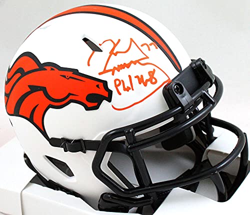 Karl Mecklenburg Autographed Denver Broncos Lunar Speed Mini Helmet- Beckett W Orange - 757 Sports Collectibles