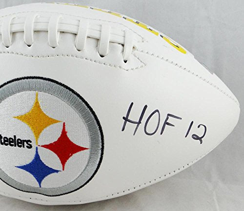 Dermontti Dawson Autographed Steelers Logo Football W/HOF- The Jersey Source Auth - 757 Sports Collectibles