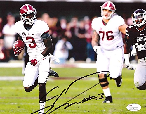 Calvin Ridley Autographed/Signed Alabama Crimson Tide NCAA 8x10 Photo - White Jersey - Running