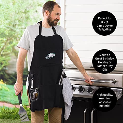 Team Sports America NFL Philadelphia Eagles Ultimate Grilling Apron Durable Cotton with Beverage Opener and Multi Tool For Football Fans Fathers Day and More - 757 Sports Collectibles