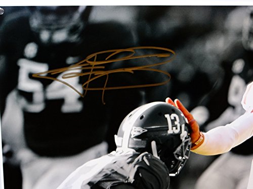 Johnny Manziel Autographed 16x20 B/W Color Stiff Arm Gold Photo- PSA/DNA Auth - 757 Sports Collectibles