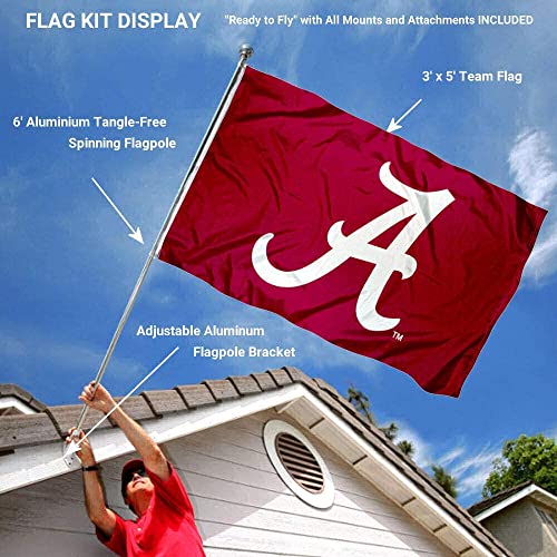 University of Alabama Polyester Flag and Pole Bracket Mount Bundle - 757 Sports Collectibles