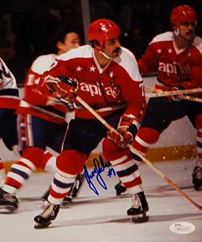 Yvon Labre Autographed 8x10 Washington Capitals In Play Photo with JSA W Auth