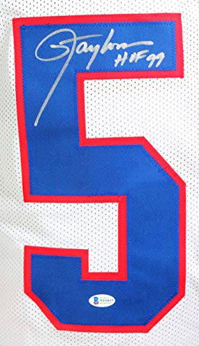 Lawrence Taylor Autographed White Pro Style Jersey w/HOF - Beckett W Auth 5 - 757 Sports Collectibles