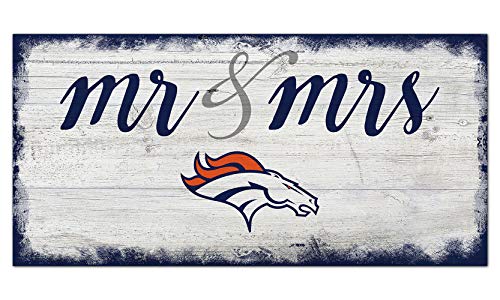 Fan Creations NFL Denver Broncos Unisex Denver Broncos Script Mr & Mrs Sign, Team Color, 6 x 12 - 757 Sports Collectibles