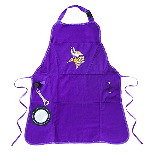 Team Sports America NFL Minnesota Vikings Ultimate Grilling Apron Durable Cotton with Beverage Opener and Multi Tool For Football Fans Fathers Day and More - 757 Sports Collectibles